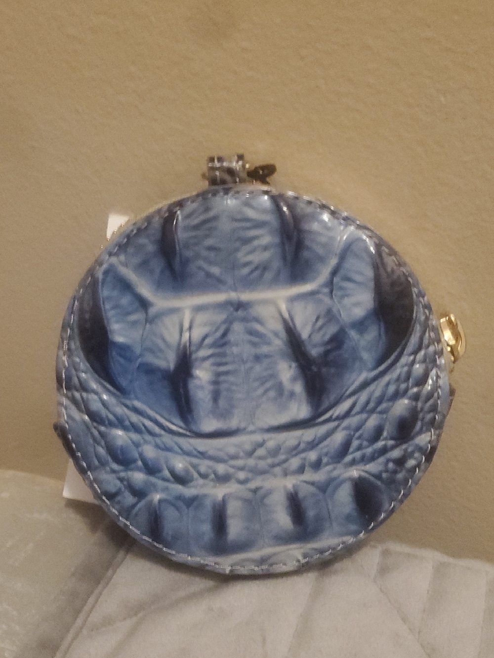 Brahmin Leather Circle Clip On Coin Purse.